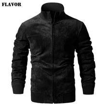 Load image into Gallery viewer, FLAVOR Men's Real Leather Jacket Men Pigskin Slim Fit Genuine Leather Coat With Rib Cuff Standing Collar