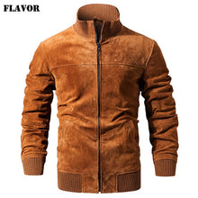 Load image into Gallery viewer, FLAVOR Men's Real Leather Jacket Men Pigskin Slim Fit Genuine Leather Coat With Rib Cuff Standing Collar