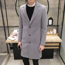Load image into Gallery viewer, (10 colors) 2019 autumn and winter new men's woolen coat 5XL large size slim long trench coat, fashion slim wild men's jacket