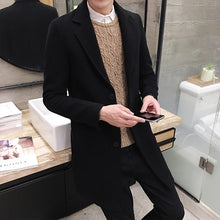 Load image into Gallery viewer, (10 colors) 2019 autumn and winter new men's woolen coat 5XL large size slim long trench coat, fashion slim wild men's jacket