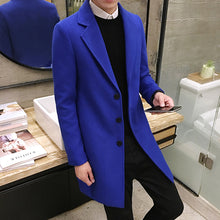 Load image into Gallery viewer, (10 colors) 2019 autumn and winter new men's woolen coat 5XL large size slim long trench coat, fashion slim wild men's jacket