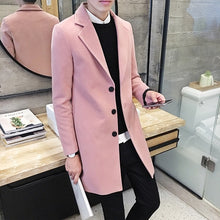 Load image into Gallery viewer, (10 colors) 2019 autumn and winter new men's woolen coat 5XL large size slim long trench coat, fashion slim wild men's jacket