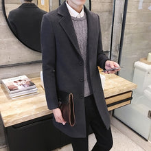 Load image into Gallery viewer, (10 colors) 2019 autumn and winter new men's woolen coat 5XL large size slim long trench coat, fashion slim wild men's jacket