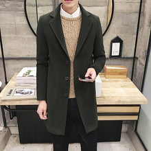 Load image into Gallery viewer, (10 colors) 2019 autumn and winter new men's woolen coat 5XL large size slim long trench coat, fashion slim wild men's jacket