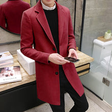 Load image into Gallery viewer, (10 colors) 2019 autumn and winter new men's woolen coat 5XL large size slim long trench coat, fashion slim wild men's jacket